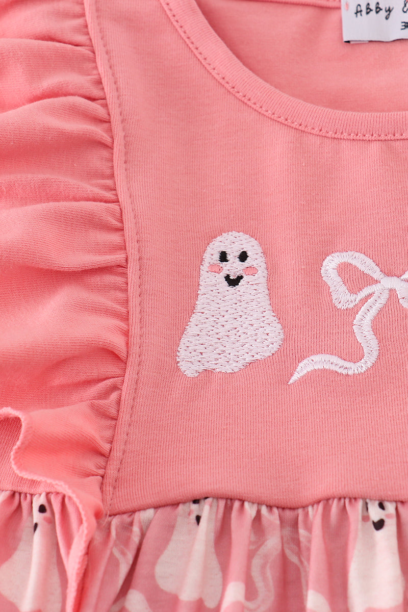 Halloween ghost embroidery ruffle dress