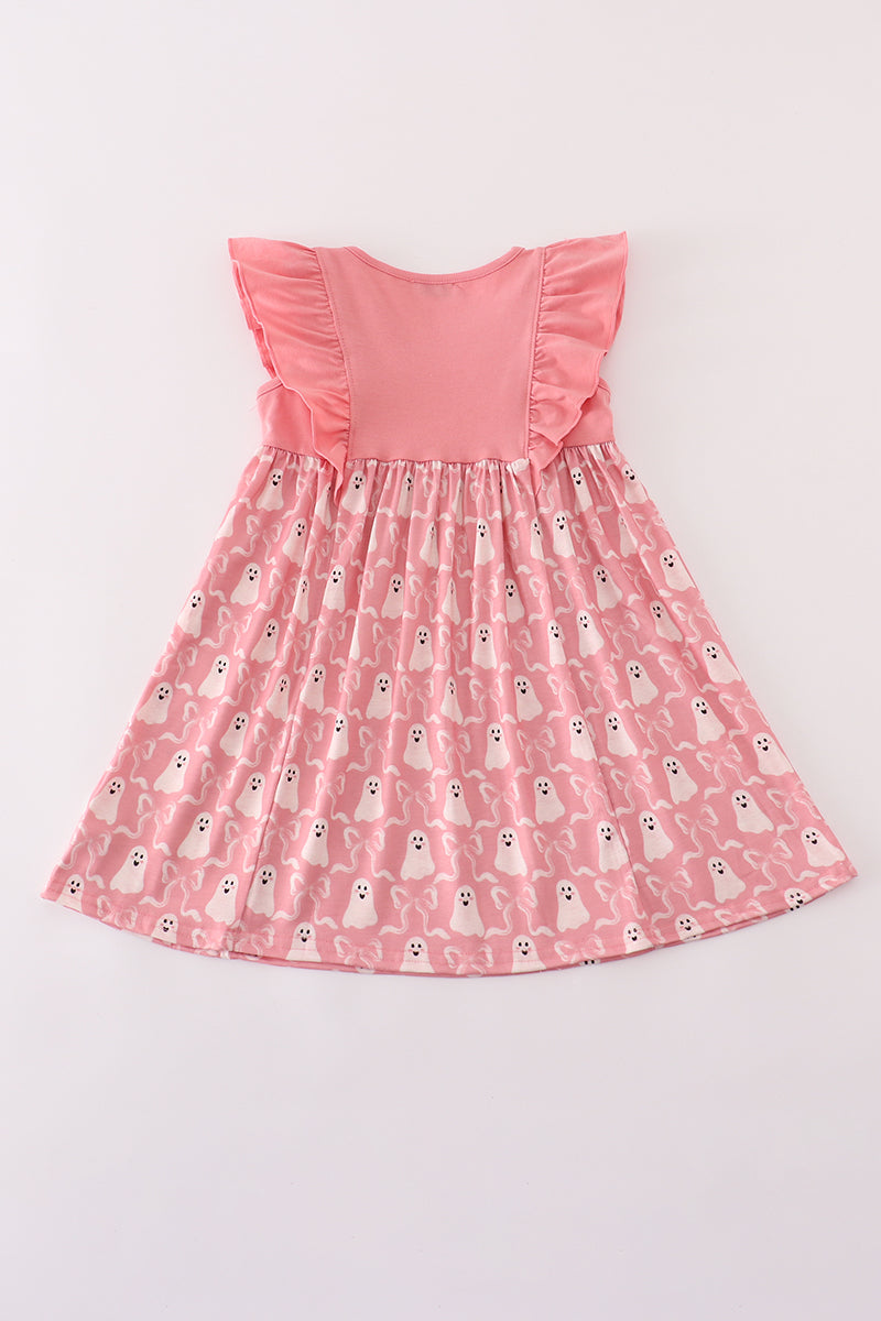 Halloween ghost embroidery ruffle dress