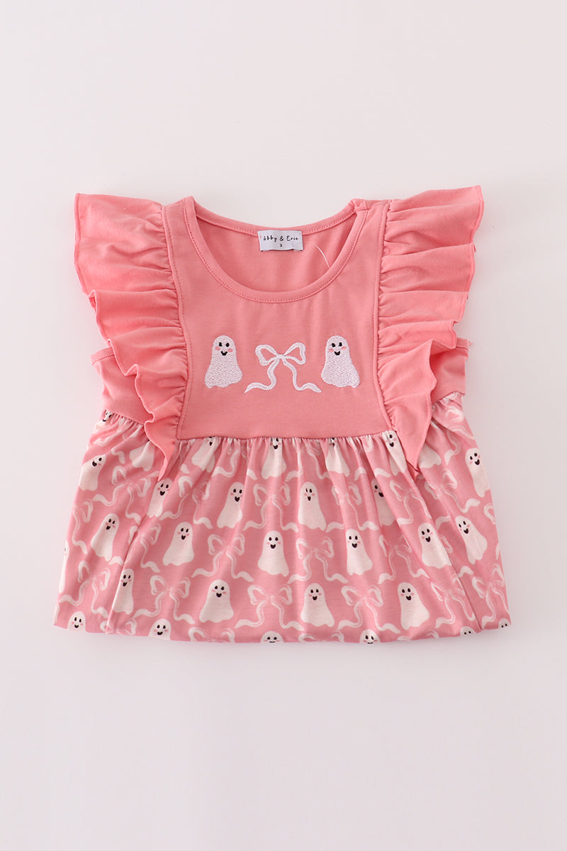 Halloween ghost embroidery ruffle dress